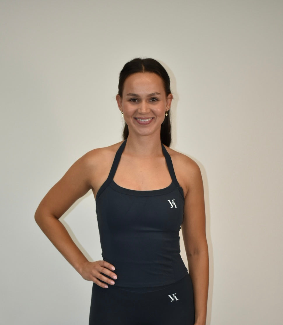 Reform Navy Halter Neck Top