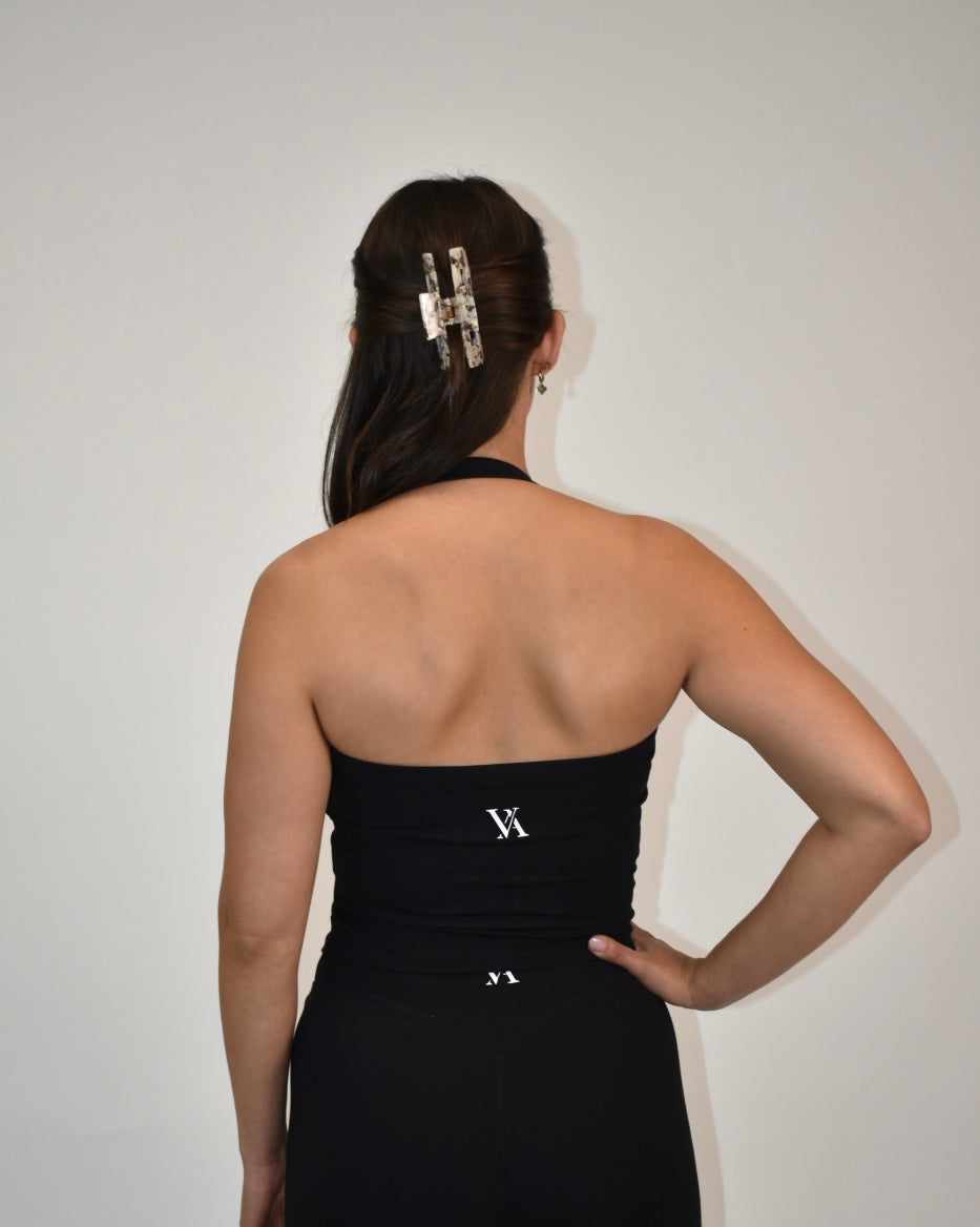 Reform Black Halter Neck Top
