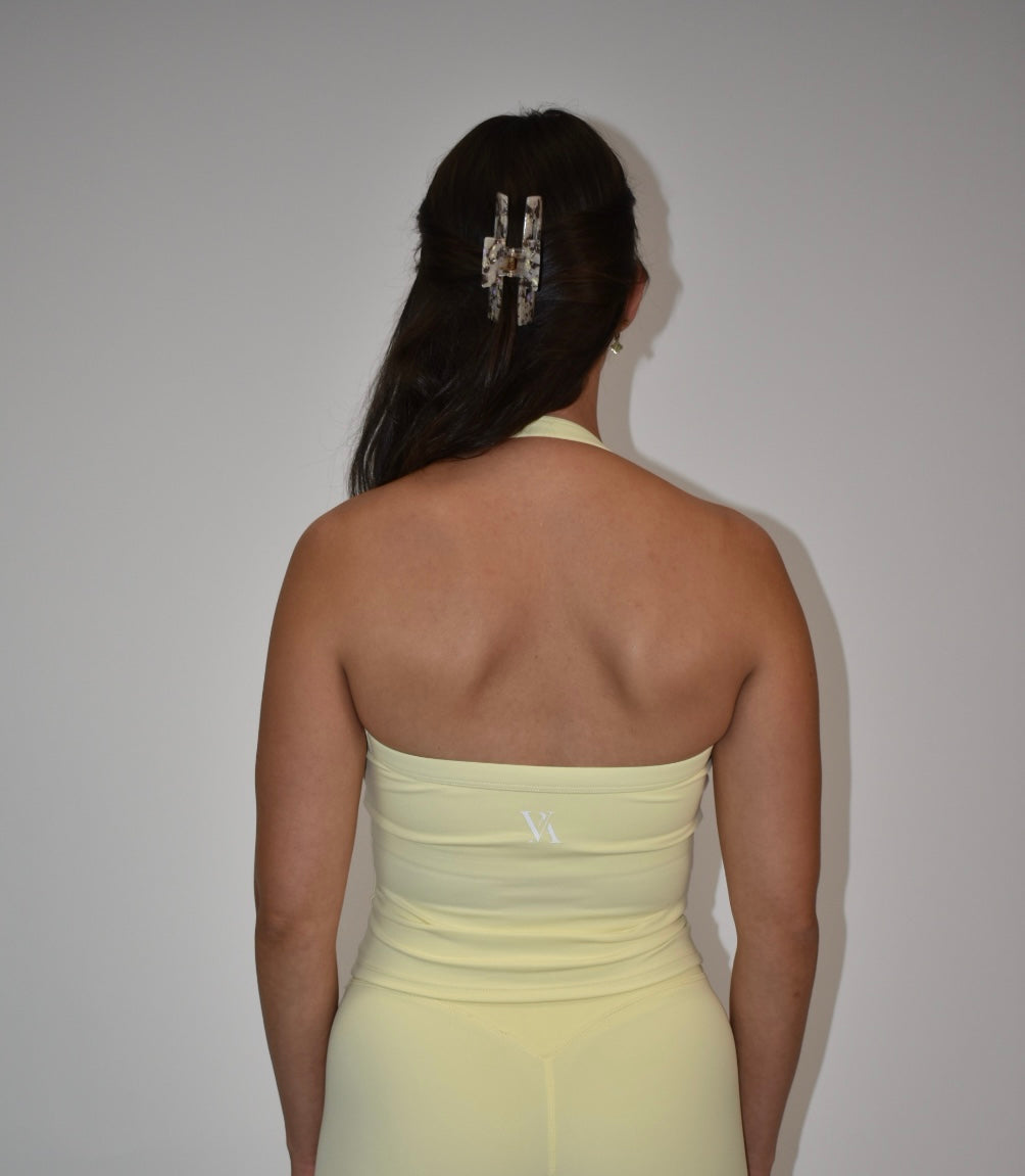 Reform Butter Yellow Halter Neck Top