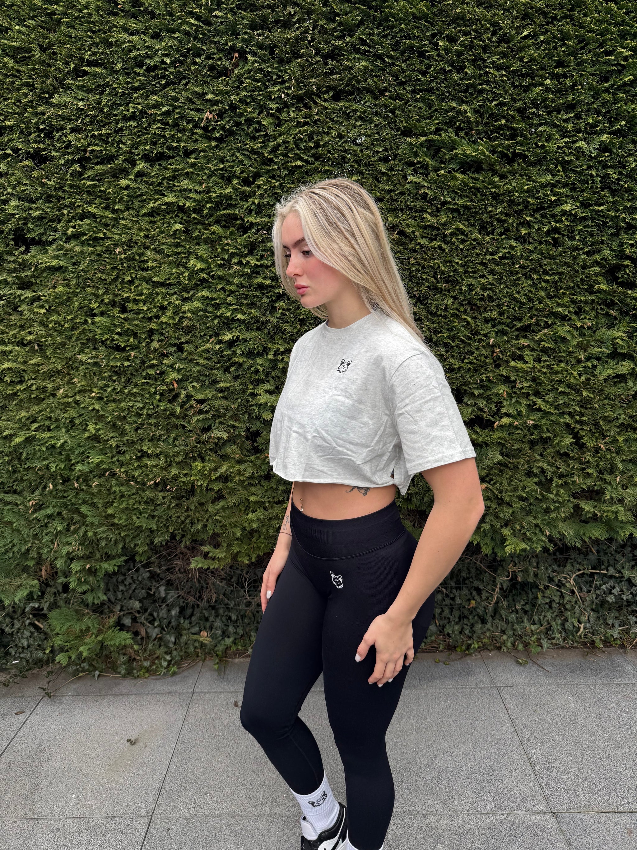 Marl grey Pulse cropped top